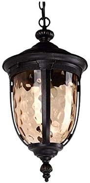 MMRTDJDR Outdoor Single-Head Chandelier - Hanging Light for Garden Pavilion, Balcony, and Porch - Black Decoration Fixture
