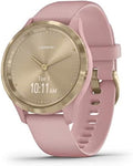Garmin vivomove 3s, Smaller-Sized Hybrid Smartwatch with Real Watch Hands and Hidden Touchscreen Display, Light Gold with Rose Case and Band