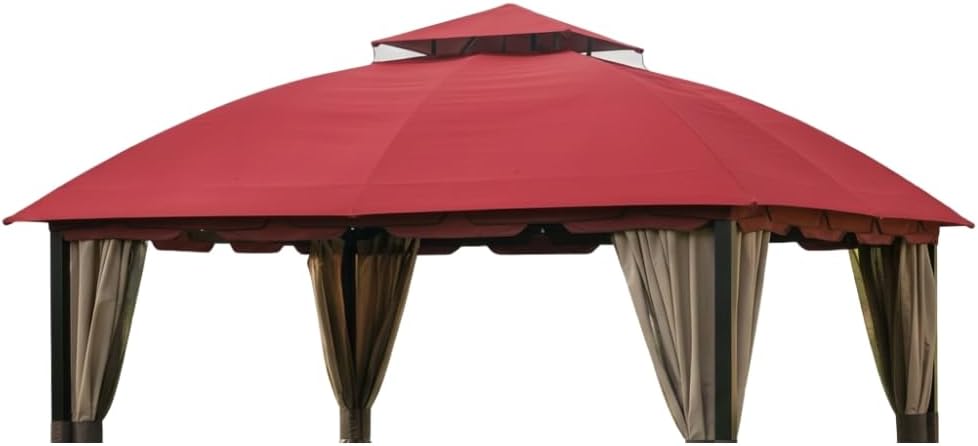 Garden Winds Reinforced RipLock 350 Replacement Canopy Top Cover Compatible with South Hampton 11' x 13' Gazebo Models L-GZ215PST-A, L-GZ659PST, 810138517, 810046339, A111011500 - Cinnabar