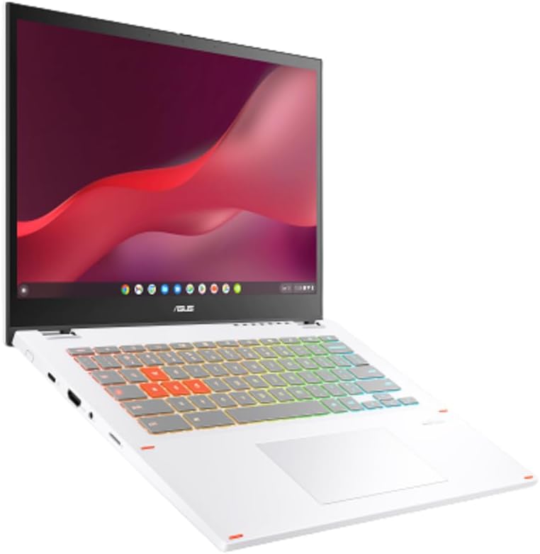 ASUS Chromebook Vibe CX34 Flip Cloud Gaming Laptop with Stylus, 14' 144 Hz Touch Display (1920x1200), Intel® Core™ i5-1235U Processor, 256GB SSD, 8GB RAM, ChromeOS, Pearl White, CX3401FBA-DH586T-S