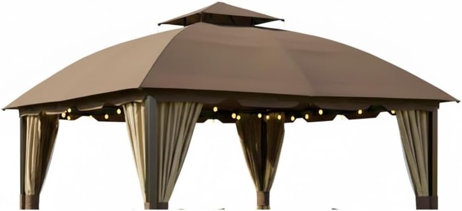 Garden Winds Reinforced RipLock 350 Replacement Canopy Top Cover Compatible with South Hampton 11' x 13' Gazebo Models L-GZ215PST-A, L-GZ659PST, 810138517, 810046339, A111011500 - Nutmeg