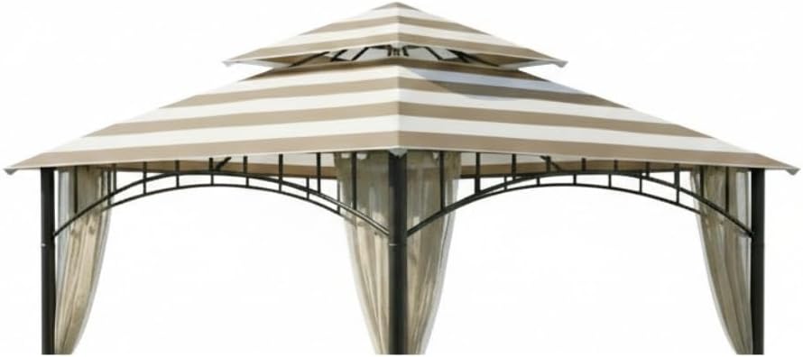Garden Winds Durable 350 Replacement Canopy Top Compatible with Madaga 10' x 10' Gazebo Models L-GZ136PST, L-GZ136PST-7, L-GZ136PST-2 - Cabana Beige