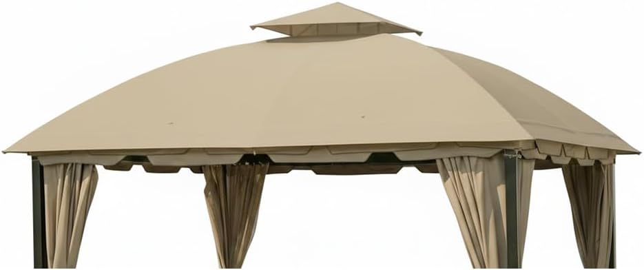 Garden Winds Reinforced RipLock 350 Replacement Canopy Top Cover Compatible with South Hampton 11' x 13' Gazebo Models L-GZ215PST-A, L-GZ659PST, 810138517, 810046339, A111011500 - Beige