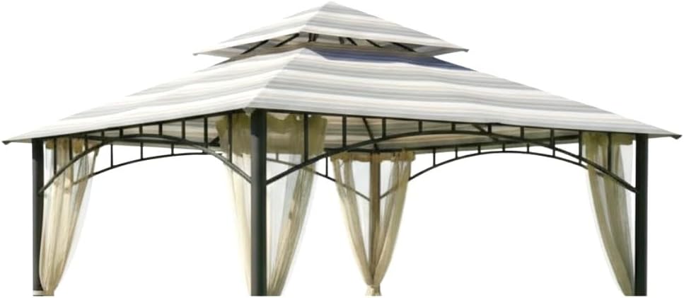 Garden Winds Durable Replacement Canopy Top Cover Compatible with The L-GZ136PST Madaga 10' x 10' Gazebo - Classic Sandstone Gray, 350