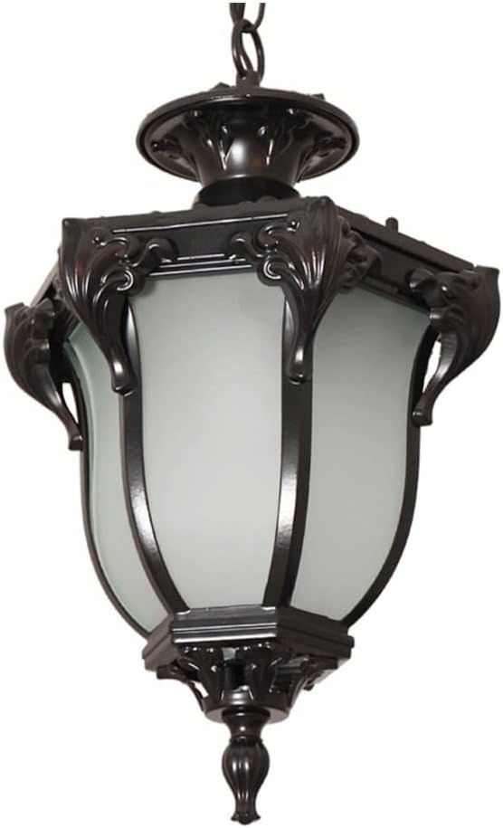 Chandelier Outdoor Aluminum Hanging Lantern, Waterproof Glass Chandelier, Corridor Courtyard Decoration Ceiling Aisle Villa Garden Pavilion Grapee Light/Black/31 * 50Cm