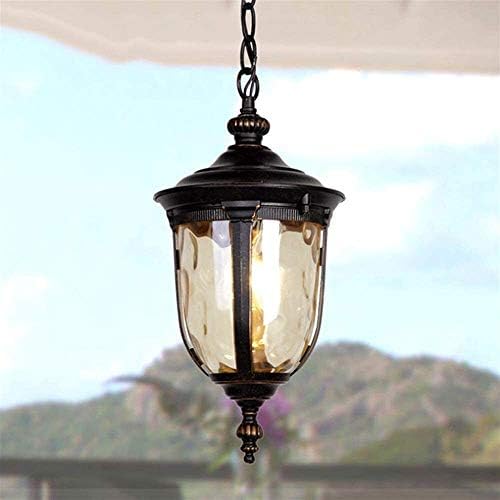 MMRTDJDR Outdoor Single-Head Chandelier - Hanging Light for Garden Pavilion, Balcony, and Porch - Black Decoration Fixture