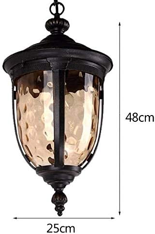 MMRTDJDR Outdoor Single-Head Chandelier - Hanging Light for Garden Pavilion, Balcony, and Porch - Black Decoration Fixture
