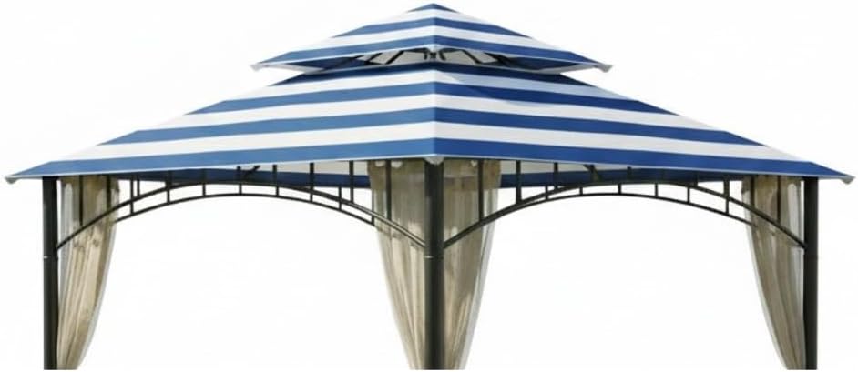 Garden Winds Durable 350 Replacement Canopy Top Compatible with Madaga 10' x 10' Gazebo Models L-GZ136PST, L-GZ136PST-7, L-GZ136PST-2 - Cabana Blue