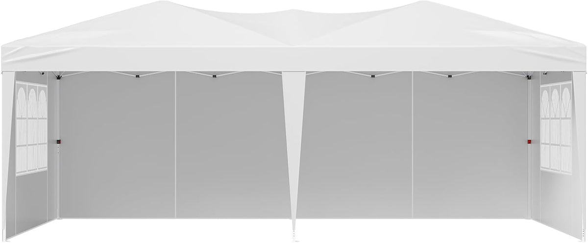 VEVOR Pop Up Canopy, 10 x 20 FT Instant Canopy Portable Gazebo with 3 Sidewalls & 2 Ventilated Windows, Height Adjustable Pop-Up Outdoor Shelter Tent for Events, Patio, Backyard, Party, Parking