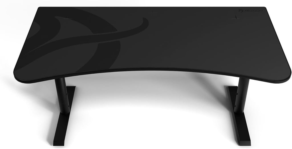 Arozzi Arena Ultrawide Curved Gaming and Office Desk with Full Surface Water Resistant DeskMat Custom Monitor Mount Cable Management Cut Outs Under The Desk Cable Management Netting - Dark Grey