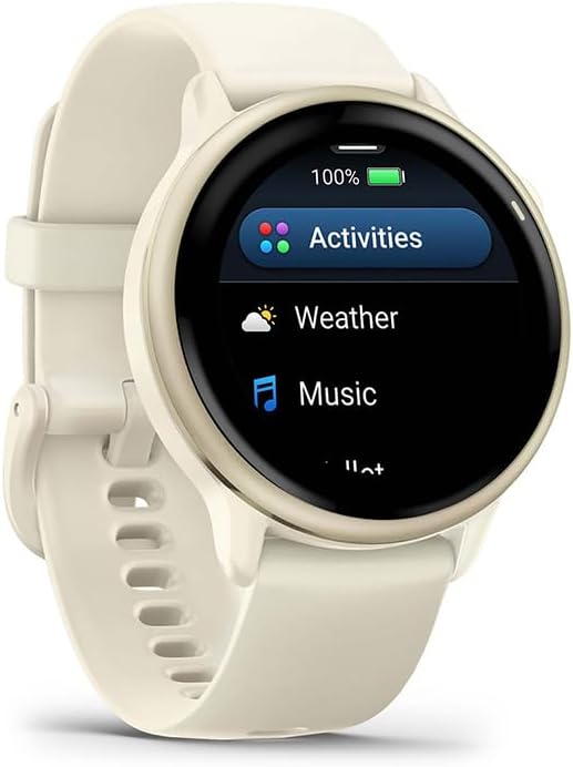 Garmin 010-02985-01 VIVOACTIVE 6 Health and Fitness GPS Smartwatch Bone with Silicone Band Bundle with Deco Essentials Exclusive 26 Month CPS Enhanced Protection Pack