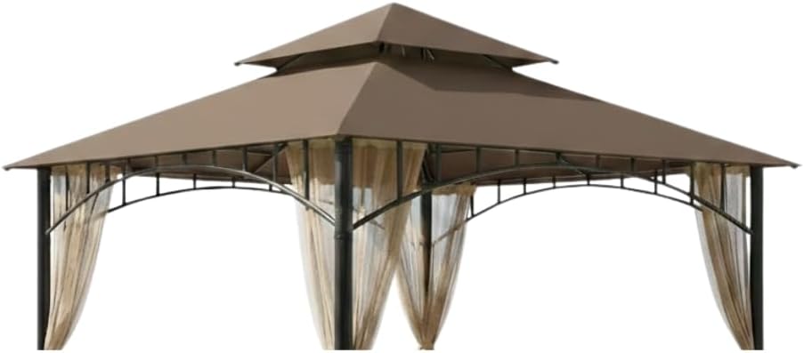 Garden Winds Reinforced RipLock 350 Replacement Canopy Top Cover Compatible with Madaga 10' x 10' Gazebo Models L-GZ136PST, L-GZ136PST-7, L-GZ136PST-2 - Nutmeg
