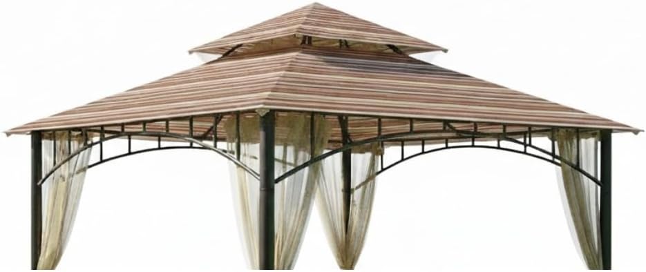 Garden Winds Durable 350 Replacement Canopy Top Compatible with Madaga 10' x 10' Gazebo Models L-GZ136PST, L-GZ136PST-7, L-GZ136PST-2 - Stripe Canyon