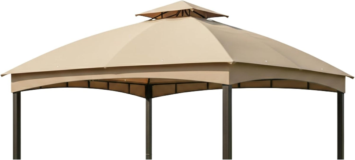 Garden Winds Reinforced RipLock 350 Replacement Canopy Top Cover Compatible with 10' x 12' Gazebo Models TPGAZ2303D, TPGAZ2403A, TPGAZ2403C - Beige