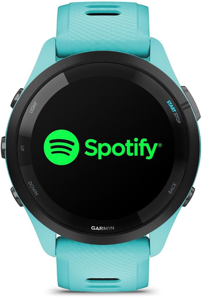 Garmin 010-02810-02 Forerunner 265 GPS Smartwatch Aqua/Black | Official USA Partner Model | Bundle with Deco Essentials Exclusive CPS 26 Month Protection Pack