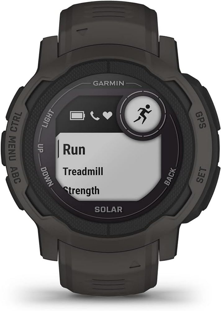 Garmin Instinct 2 Solar, GPS Outdoor Watch, Solar Charging Capabilities, Multi-GNSS Support, Tracbak Routing, Graphite (Renewed)
