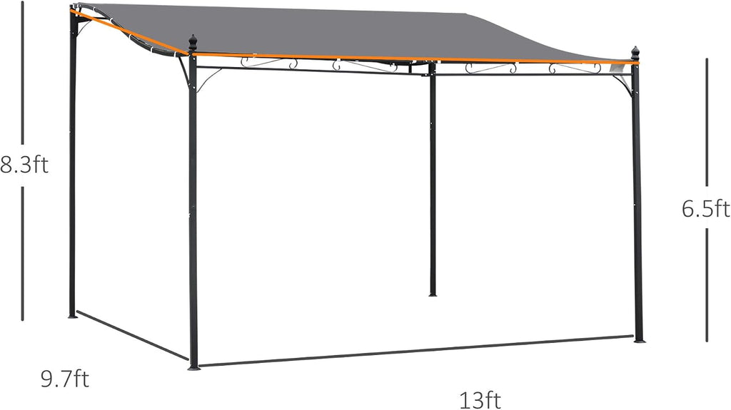 Outsunny 10' x 13' Steel Outdoor Pergola Gazebo, Patio Canopy with Weather-Resistant Fabric and Drainage Holes for Backyard, Deck, Garden, Gray