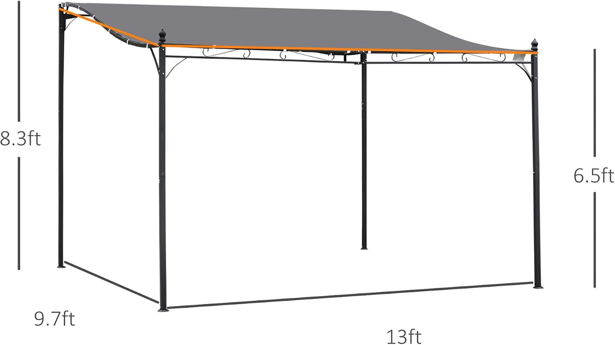 Outsunny 10' x 13' Steel Outdoor Pergola Gazebo, Patio Canopy with Weather-Resistant Fabric and Drainage Holes for Backyard, Deck, Garden, Gray