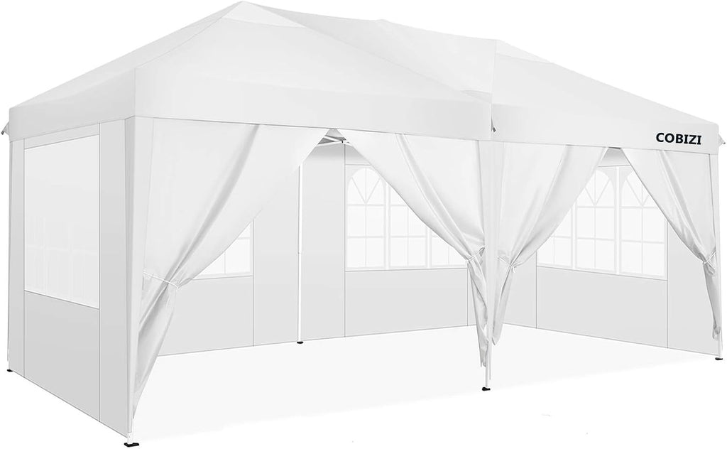 COBlZI 8x8 Ez Pop Up Canopy Tent with 4 Sidewalls Commercial Instant Gazebo Tents for Parties,Waterproof Adjustable Outdoor Patio 8x8 Backyard Canopy Party Tent with 4 Sand Bags,8 Stakes