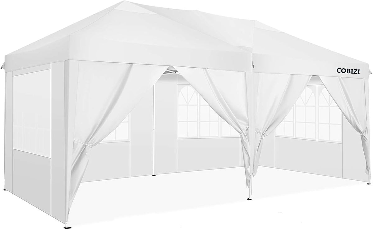 COBlZI 8x8 Ez Pop Up Canopy Tent with 4 Sidewalls Commercial Instant Gazebo Tents for Parties,Waterproof Adjustable Outdoor Patio 8x8 Backyard Canopy Party Tent with 4 Sand Bags,8 Stakes