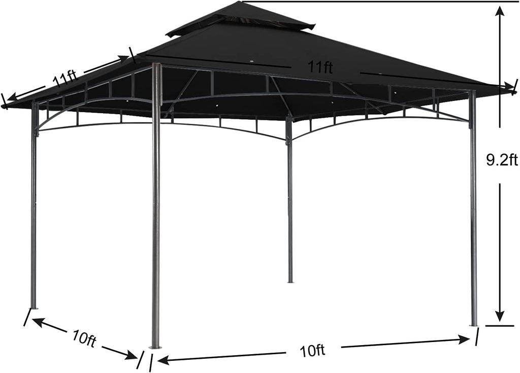 ABCCANOPY Gazebos for Patios 10x10 - Outdoor Steel Frame Gazebo for Lawn Backyard Garden Deck (Black)