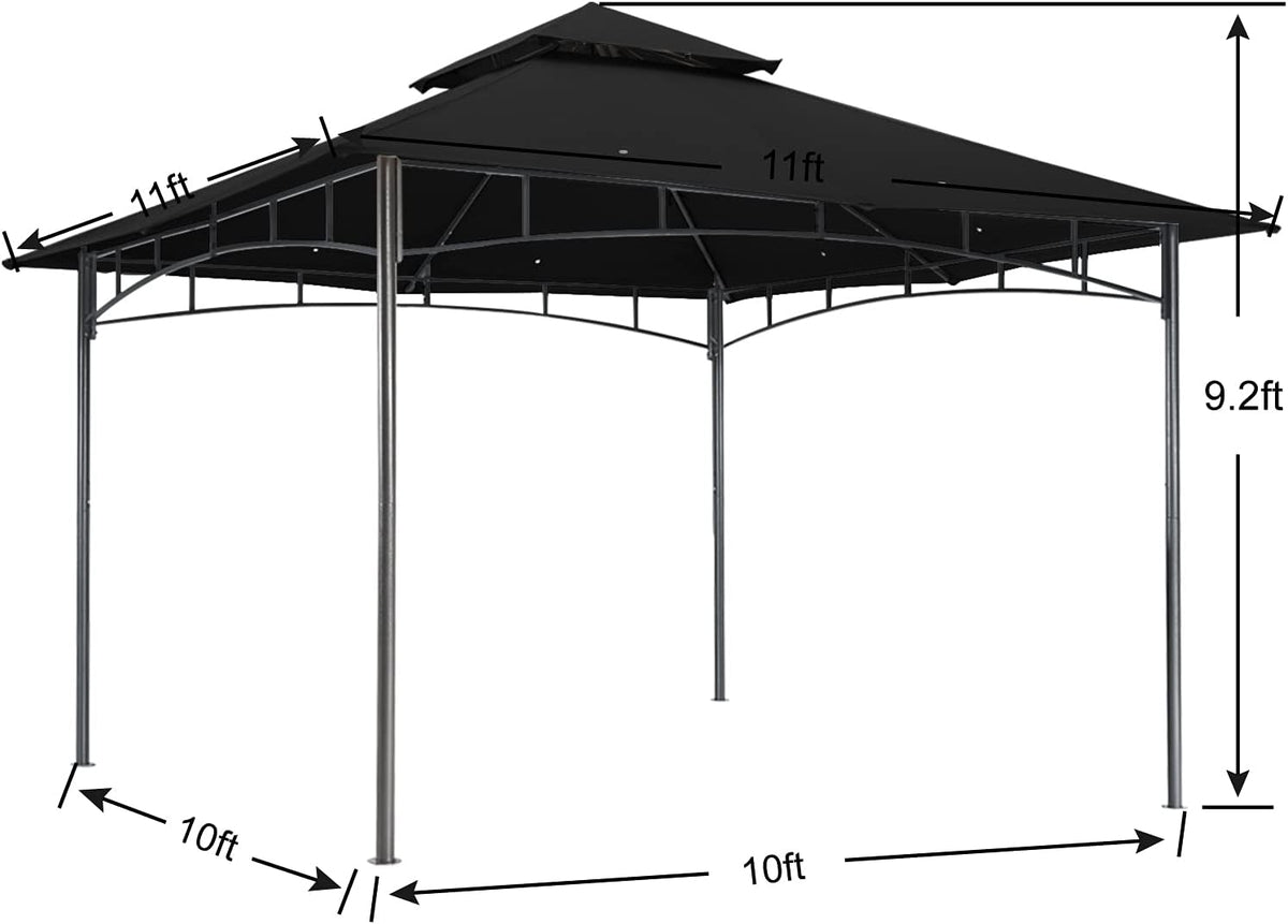 ABCCANOPY Gazebos for Patios 10x10 - Outdoor Steel Frame Gazebo for Lawn Backyard Garden Deck (Black)