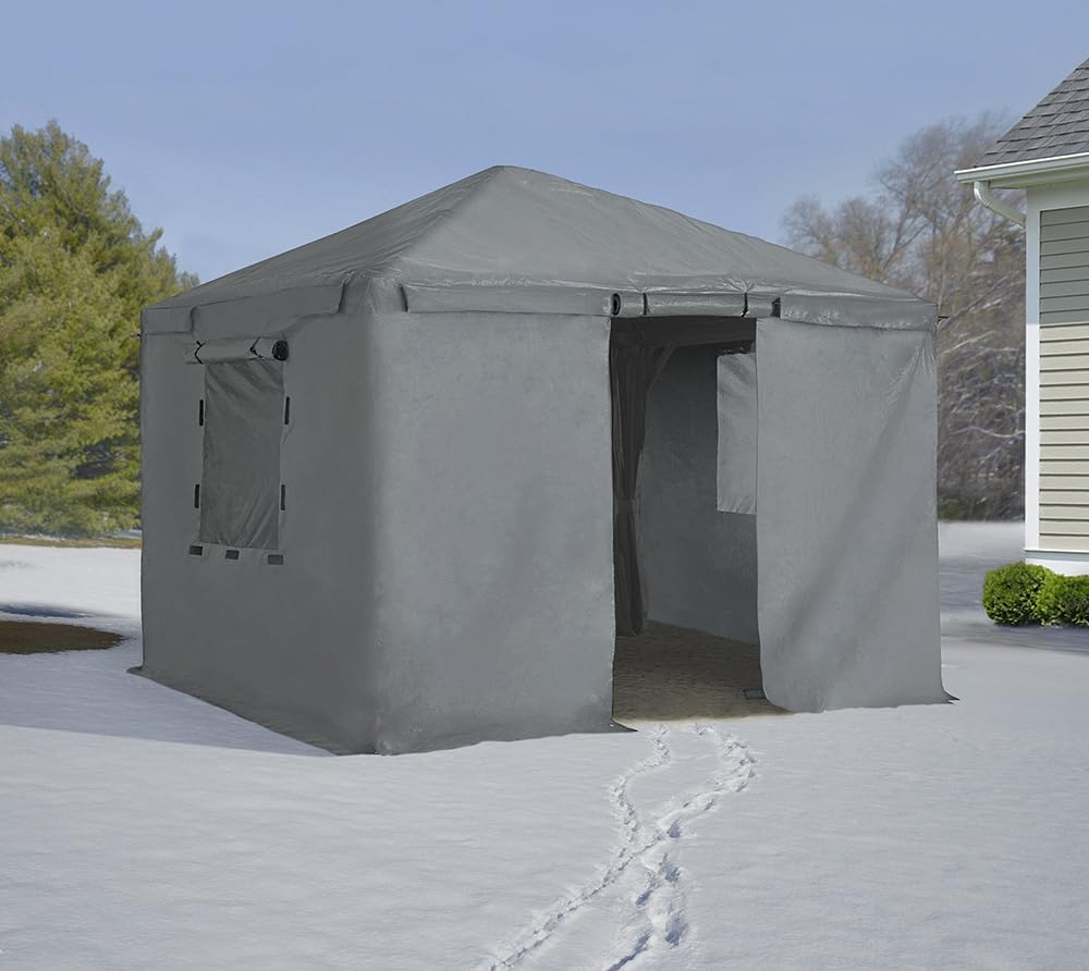Sojag Winter Cover for Gazebos, Waterproof 10' x 10' Gazebo Accessory with Roll-Up Door and Vented Panels, All-Season Outdoor Storage, Gray