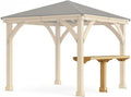 Yardistry 10' Meridian Bar Counter Attachment for 10' Pavilions, Gazebos, and Pergolas - Cedar Lumber - Natural Cedar Stain Color - Pavilion Not Included