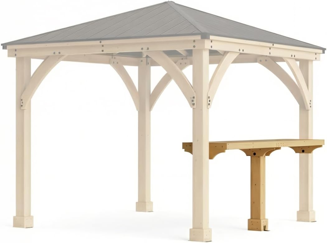 Yardistry 10' Meridian Bar Counter Attachment for 10' Pavilions, Gazebos, and Pergolas - Cedar Lumber - Natural Cedar Stain Color - Pavilion Not Included