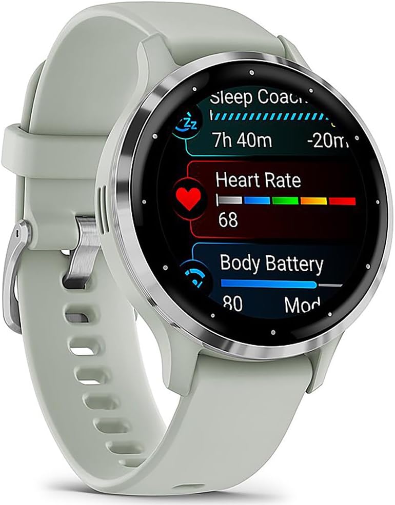Garmin 010-N2785-01 Venu 3S Health Fitness GPS Smartwatch Silver Bezel/Gray Band (41mm) Refurbished Bundle with 2 YR CPS Enhanced Protection Pack