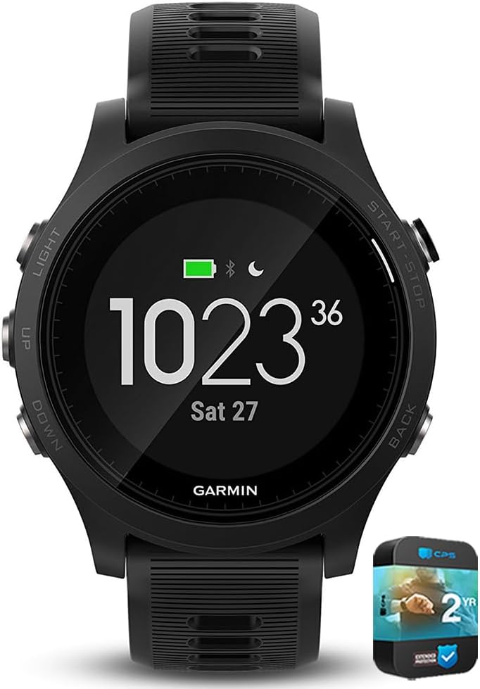 Garmin (Refurbished 010-N1746-00 Forerunner 935 GPS Watch, Multisport, Altimeter, Battery, Black Bundle with 2 YR CPS Enhanced Protection Pack (Renewed)