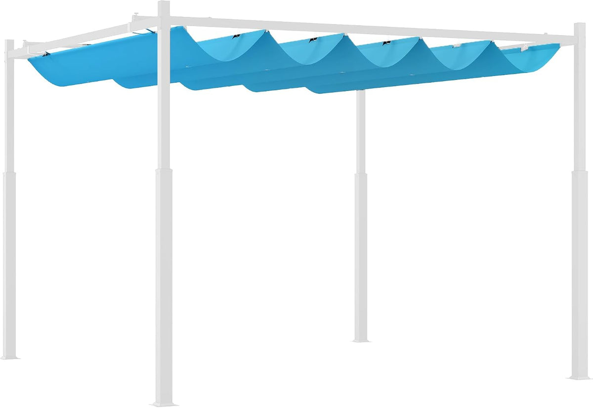 Outsunny 10' x 10' Retractable Pergola Canopy with Magnetic Fixture, UPF30+ Outdoor Patio Sun Shade Shelter, 3.1' Metal Column, for Garden, Backyard, Deck, Blue