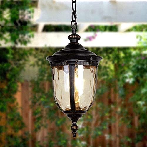 MMRTDJDR Outdoor Single-Head Chandelier - Hanging Light for Garden Pavilion, Balcony, and Porch - Black Decoration Fixture