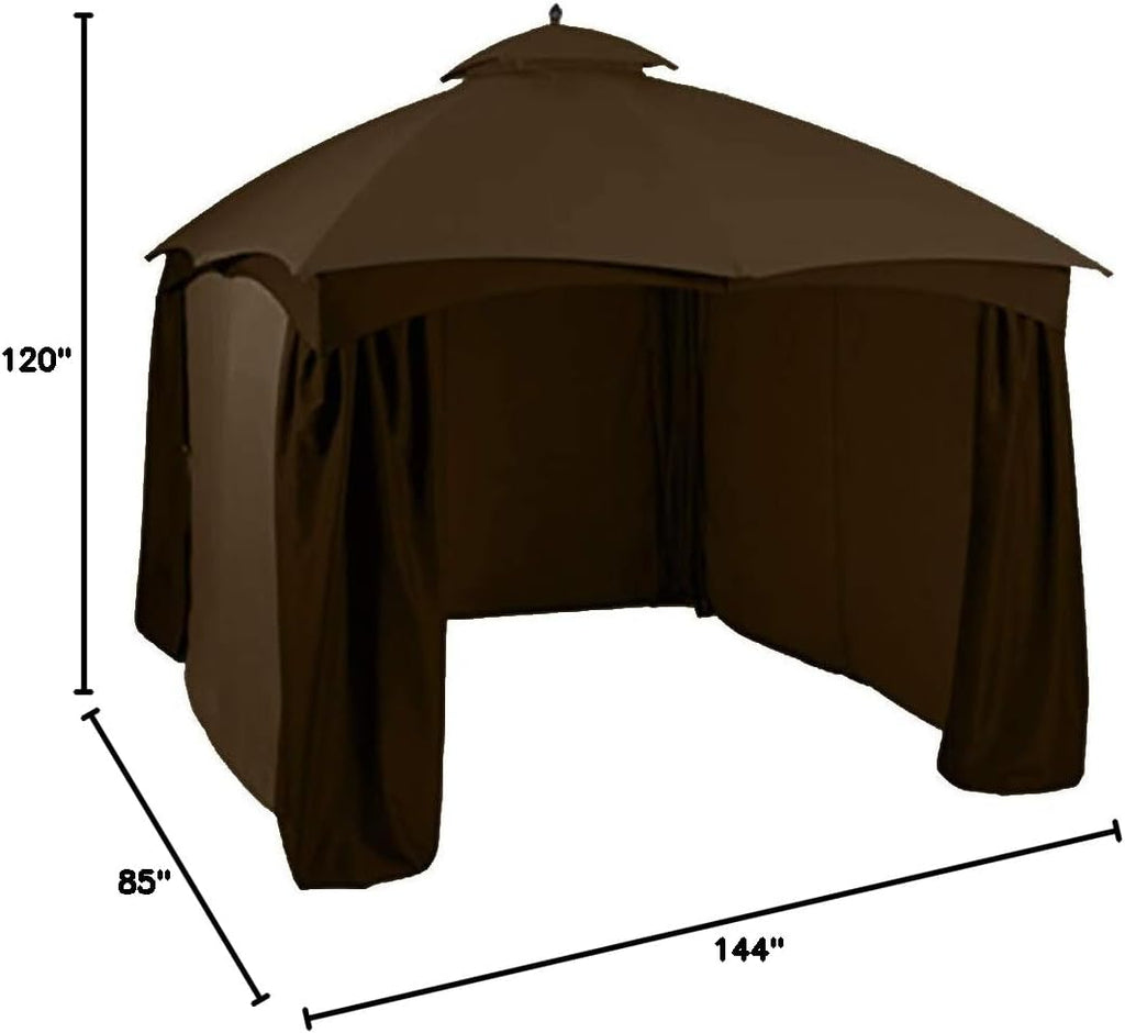 ABCCANOPY Gazebo Replacement Curtain 10'x12' - Universal Privacy Side Wall for Outdoor Gazebo, 4 Panel Only (Brown)