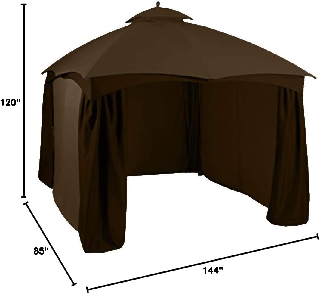 ABCCANOPY Gazebo Replacement Curtain 10'x12' - Universal Privacy Side Wall for Outdoor Gazebo, 4 Panel Only (Brown)