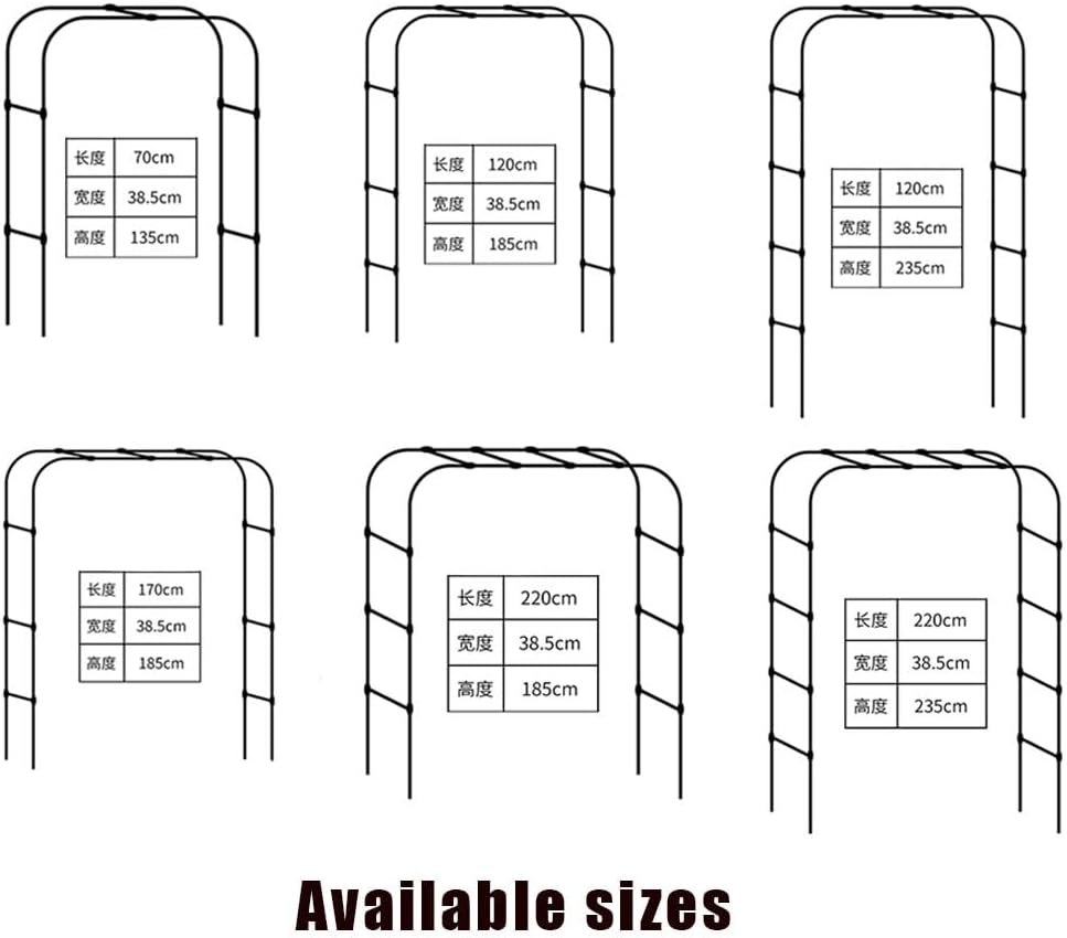 Garden arch climbing vine grid flower rack rose climbing vine rack garden pavilion is very suitable for backyard, lawn, courtyard, wedding decoration, black multiple sizes(Size:235*220cm(92.5*86.6in))