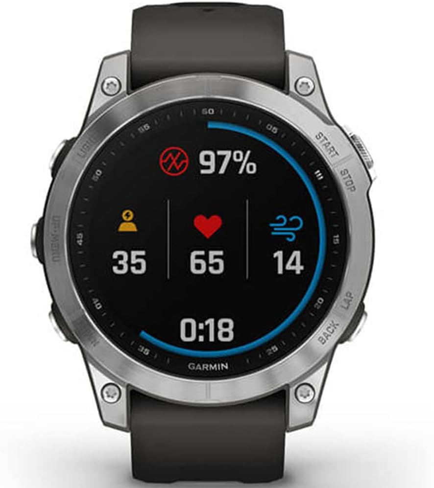 Garmin 010-02540-00 Fenix 7 Smartwatch Silver with Graphite Band | Official USA Partner Model | Bundle with 2 YR CPS Enhanced Protection Pack