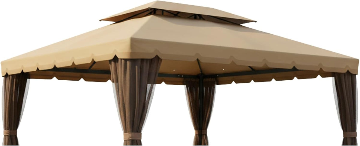 Garden Winds Reinforced RipLock 350 Replacement Canopy Top Cover Compatible with Outsunny Classic 10' x 13' Gazebo Models 01-0879, OTSU1444 - Beige