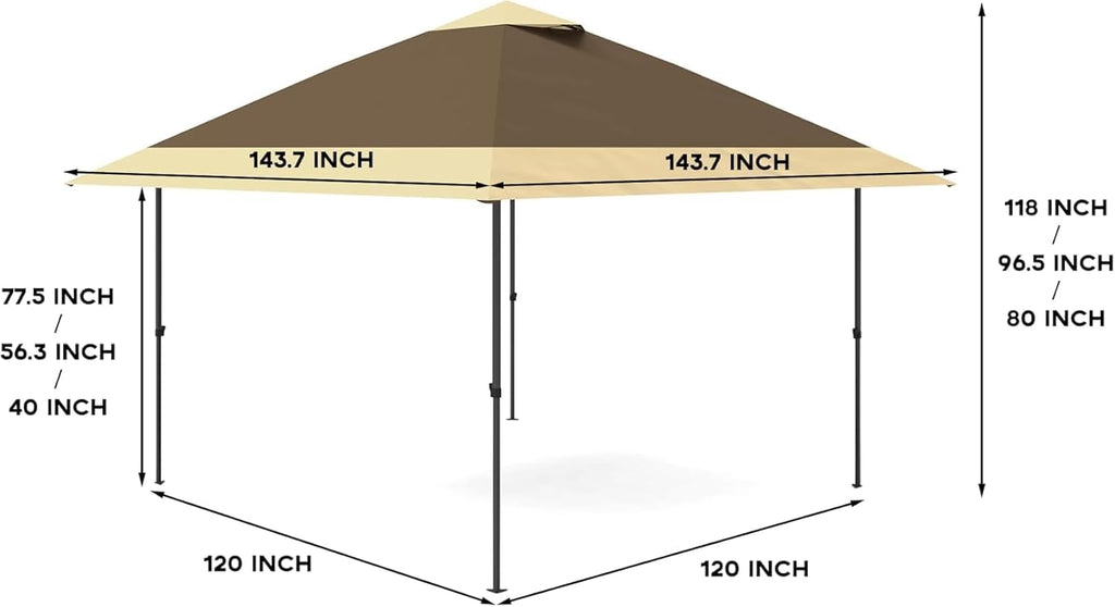 Garvee 12x12 ft Pop Up Gazebo,Canopy Tent on Clearance,Outdoor Patio Gazebo,Tent for Party,Wedding,Outdoor Dining,Backyard(Khaki+Light Khaki)