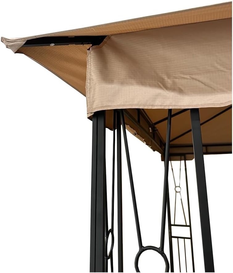 Garden Winds Custom Fit Replacement Canopy Top Cover Compatible with The Happatio Egeiroslife Hpo-Zpty-Z, El-Zpty-H-Wh4 10' x 12' Gazebo - Upgraded Performance RipLock 350 Fabric - Slate Gray