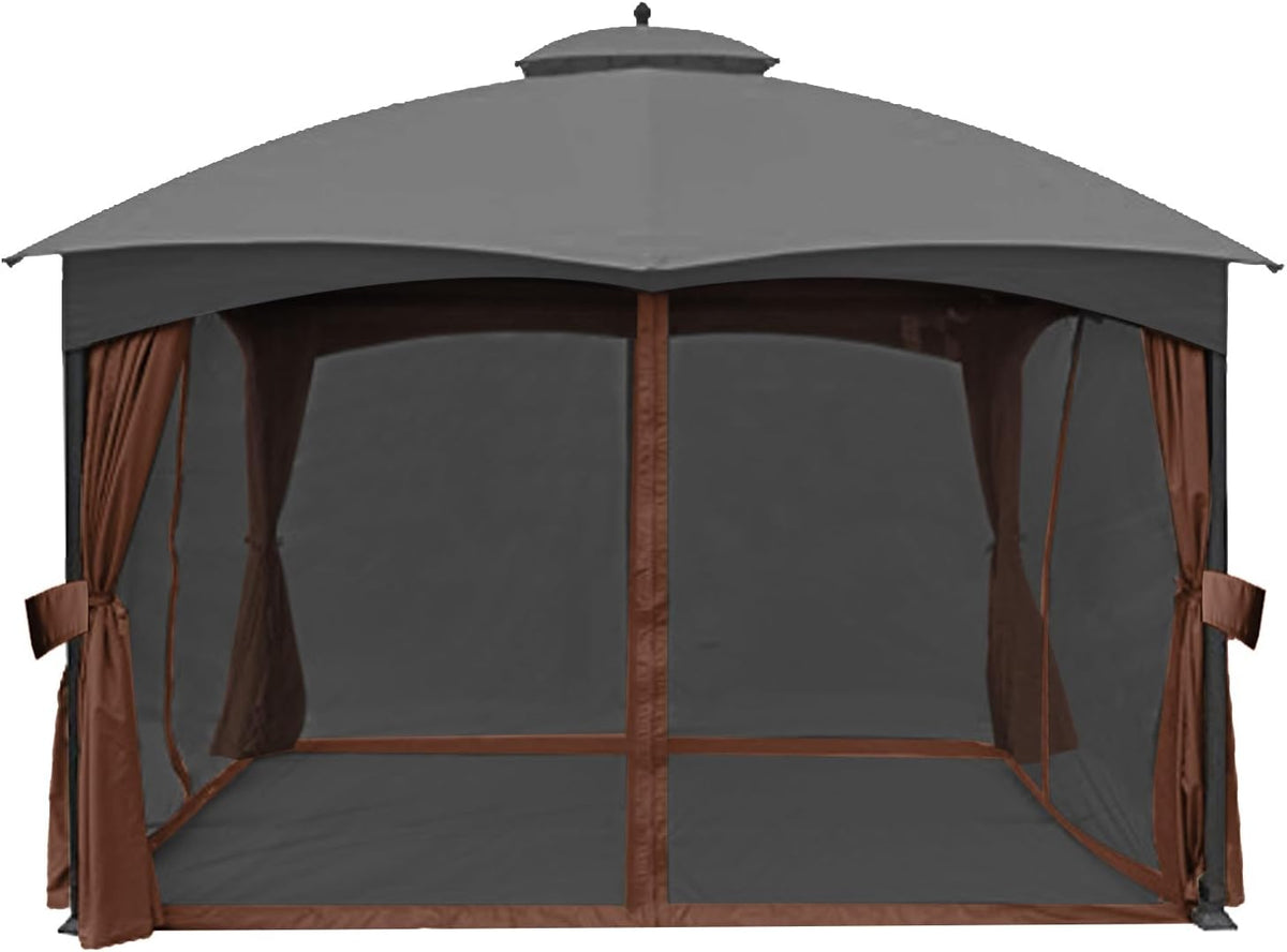 ABCCANOPY Gazebo Replacement Curtain 10'x12' - Universal Privacy Side Wall for Outdoor Gazebo, 4 Panel Only (Brown)