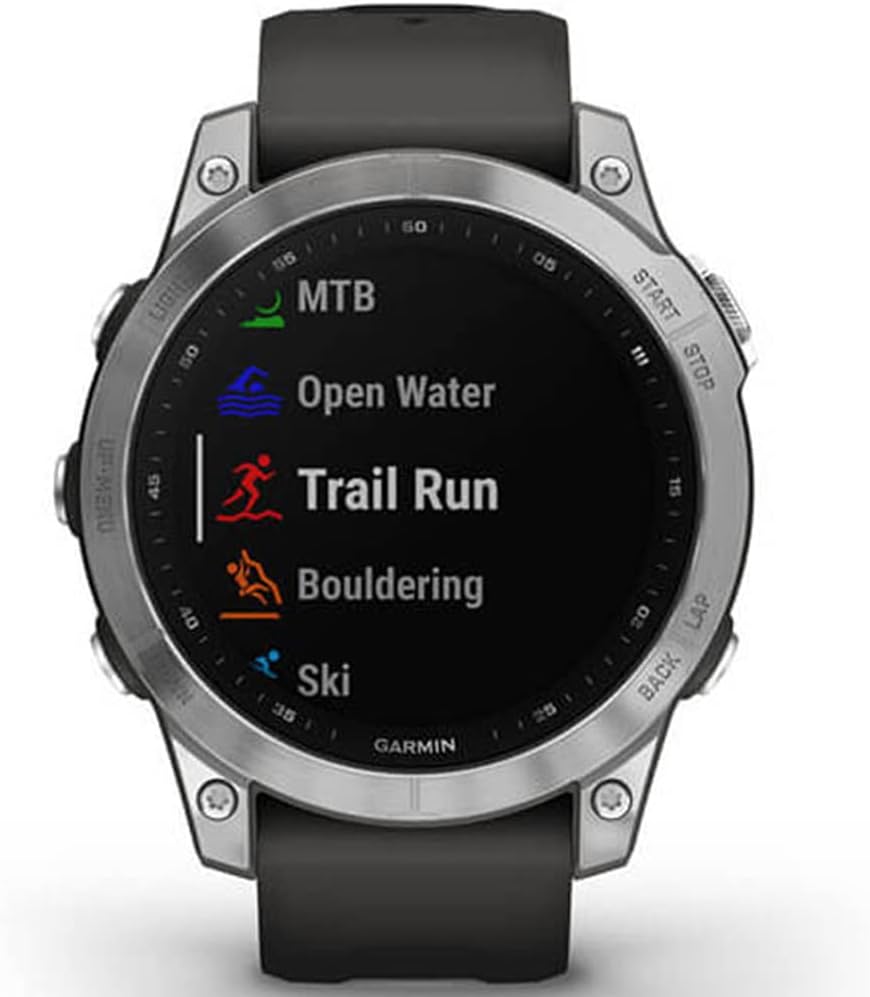 Garmin 010-02540-00 Fenix 7 Smartwatch Silver with Graphite Band | Official USA Partner Model | Bundle with 2 YR CPS Enhanced Protection Pack