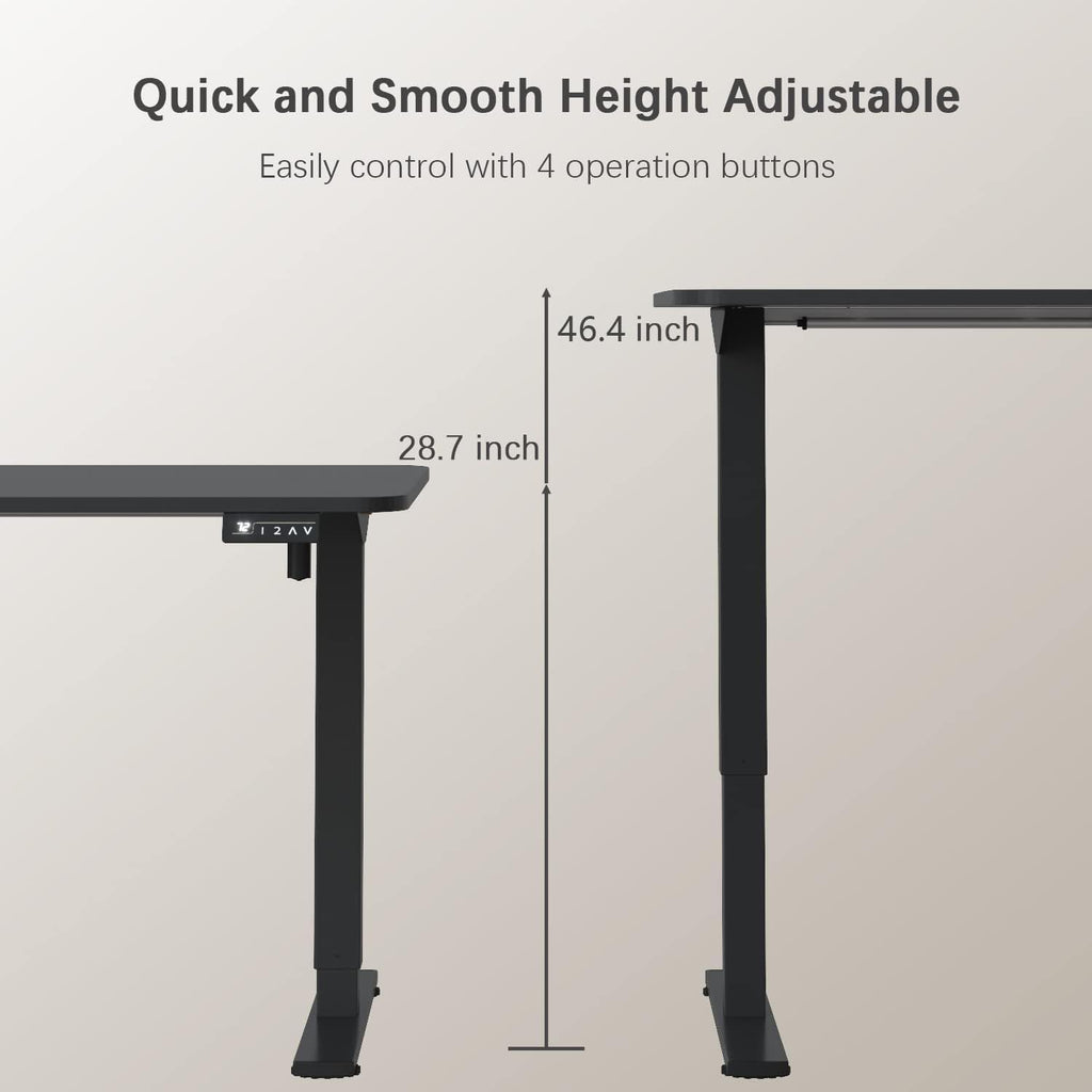 Furmax Electric Height Adjustable Standing Desk Large 48 x 24 Inches Sit Stand up Desk Home Office Computer Desk Memory Preset with T-Shaped Metal Bracket, Black