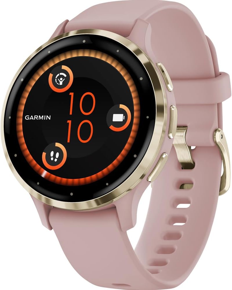 Garmin 010-N2785-03 Venu 3S Fitness GPS Smartwatch Gold Bezel with Rose Case 41mm (Renewed) Bundle with 2 YR CPS Enhanced Protection Pack