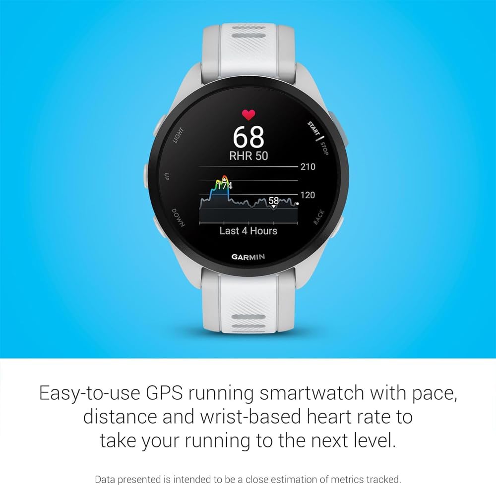 Garmin 010-02863-21 Forerunner 165 Smart Sport Watch, Mist Gray + Whitestone | Official USA Partner Model | Bundle with Deco Essentials 2-Pack Screen Protector + Fitness & Wellness Suite