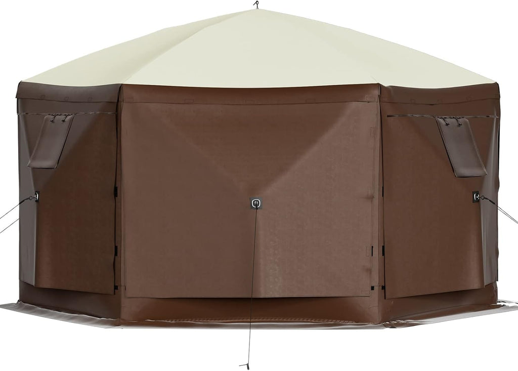 VEVOR Pop Up Gazebo Screen Tent, Pop-Up Instant Gazebo Tents with Mosquito Netting Outdoor Canopy, 6 Sided Sun Shelter 10x10ft with 6 Removable Wind Cloths & 2 Mesh Windows, Pavilion Tent for Patio