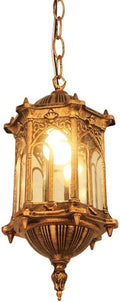 Traditional European Victoria Retro Outdoor Lamp Fitting Waterproof Vintage Ceiling Hanging Light E27 Decoration Pavilion Garden Porch Glass Lantern Chandelier Lighting Flush Mount Light