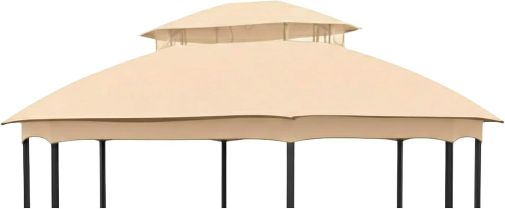 Garden Winds Reinforced Replacement Canopy Top Cover and Netting Set Compatible with The A101014900 Seagrove Gazebo - Classic Sand, Riplock 350