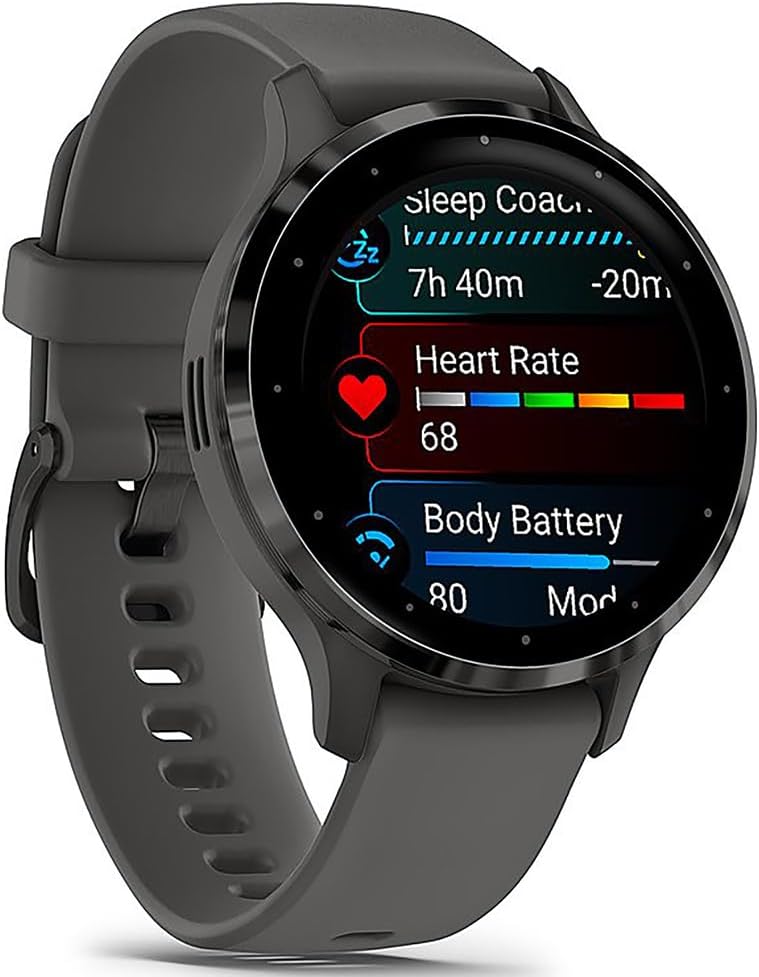 Garmin 010-N2785-00 Venu 3S Health Fitness GPS Smartwatch Slate Bezel/Black Band (41mm) Refurbished Bundle with 2 YR CPS Enhanced Protection Pack
