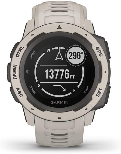 Garmin 010-02064-01 Instinct, Rugged Outdoor Watch with GPS, Features GLONASS and Galileo, Heart Rate Monitoring and 3-axis Compass, Tundra, 1.27 inches (Renewed)